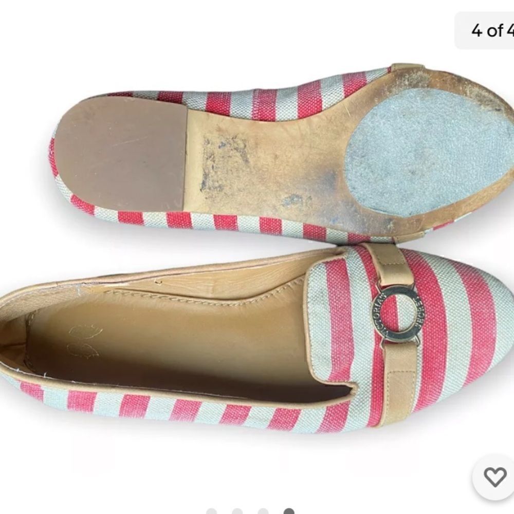 victoria secret red and white stripped flats size 10.5 - Picture 4 of 4